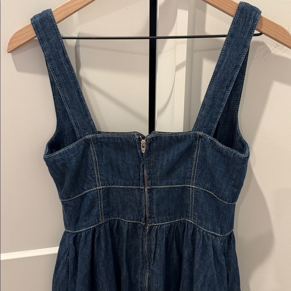 Anthropologie Reformation Tagliatelle Denim Midi Dress 4 NWT $218 - Picture 8 of 11